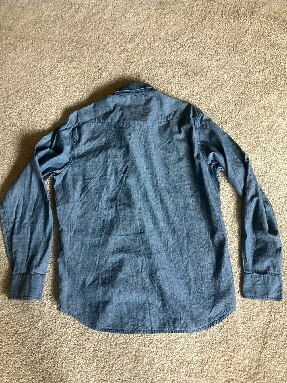 J.CREW Wallace & Barnes Chambray Denim Diamond Pearl Snap Western Shirt Medium - Picture 9 of 9